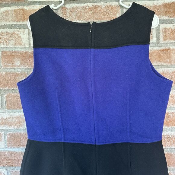Talbots Wool Sheath Dress Size 12 Blue Black Colorblock Professional - Picture 5 of 8